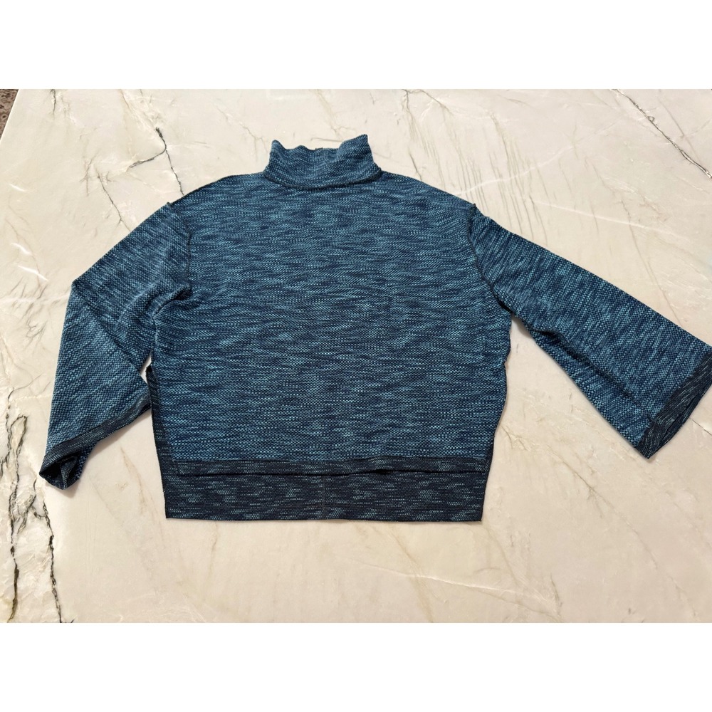 We The Free Free People Sunny Days Mock Neck Sweater Teal Blue Knit Large